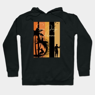 San Diego California palm tree surfer design Hoodie